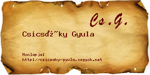 Csicsáky Gyula névjegykártya